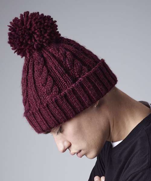 Cable knit melange beanie