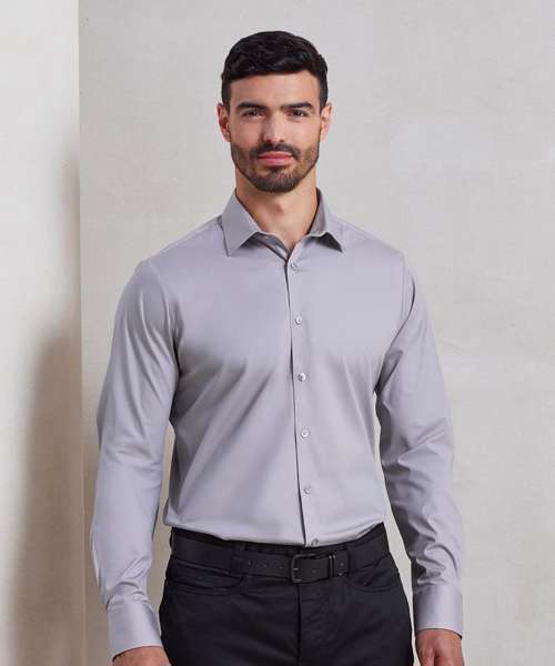 Stretch fit cotton poplin long sleeve shirt